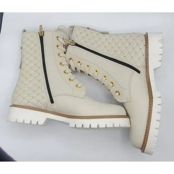 RON WHITE WOMEN  Sz 39 Fearn Snow (White) Ankle Boot Soft Tumbled Calf Studs - Picture 7 of 10